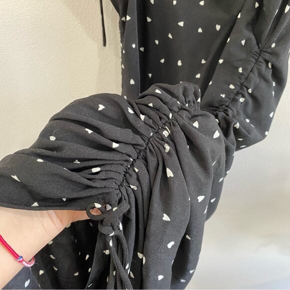 NWT Lioness String Along Mini Dress Black Heart Print Ruched Adjustable 4 - Picture 9 of 15